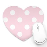 Polka Dots - White on Piggy Pink Heart Mousepad