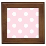 Polka Dots - White on Piggy Pink Framed Tile