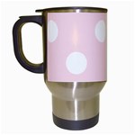 Polka Dots - White on Piggy Pink Travel Mug (White)