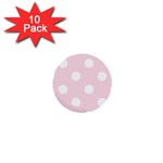 Polka Dots - White on Piggy Pink 1  Mini Button (10 pack)