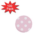 Polka Dots - White on Piggy Pink 1  Mini Button (100 pack)
