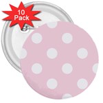 Polka Dots - White on Piggy Pink 3  Button (10 pack)