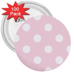 Polka Dots - White on Piggy Pink 3  Button (100 pack)