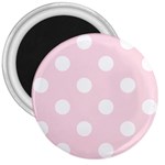 Polka Dots - White on Piggy Pink 3  Magnet