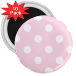 Polka Dots - White on Piggy Pink 3  Magnet (10 pack)