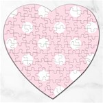 Polka Dots - White on Piggy Pink Jigsaw Puzzle (Heart)
