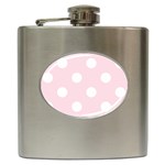 Polka Dots - White on Piggy Pink Hip Flask (6 oz)