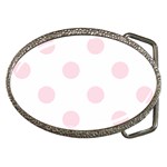 Polka Dots - Piggy Pink on White Belt Buckle