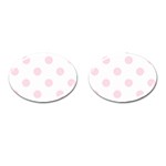 Polka Dots - Piggy Pink on White Cufflinks (Oval)