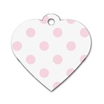 Polka Dots - Piggy Pink on White Dog Tag Heart (Two Sides)