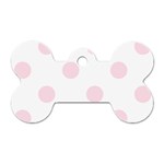 Polka Dots - Piggy Pink on White Dog Tag Bone (One Side)