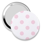 Polka Dots - Piggy Pink on White 3  Handbag Mirror