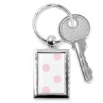 Polka Dots - Piggy Pink on White Key Chain (Rectangle)