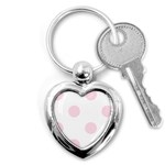 Polka Dots - Piggy Pink on White Key Chain (Heart)