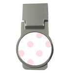 Polka Dots - Piggy Pink on White Money Clip (Round)
