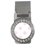 Polka Dots - Piggy Pink on White Money Clip (CZ)