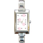 Polka Dots - Piggy Pink on White Rectangle Italian Charm Watch