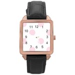 Polka Dots - Piggy Pink on White Rose Gold Leather Watch