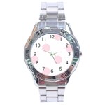 Polka Dots - Piggy Pink on White Stainless Steel Analogue Watch