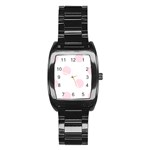 Polka Dots - Piggy Pink on White Stainless Steel Barrel Watch