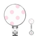 Polka Dots - Piggy Pink on White Stainless Steel Nurses Watch