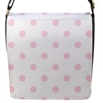 Polka Dots - Piggy Pink on White Flap Closure Messenger Bag (S)