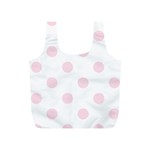 Polka Dots - Piggy Pink on White Full Print Recycle Bag (S)