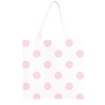 Polka Dots - Piggy Pink on White Grocery Light Tote Bag