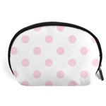 Polka Dots - Piggy Pink on White Accessory Pouch (Large)