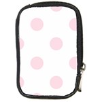 Polka Dots - Piggy Pink on White Compact Camera Leather Case