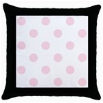 Polka Dots - Piggy Pink on White Throw Pillow Case (Black)