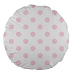 Polka Dots - Piggy Pink on White Large 18  Premium Round Cushion