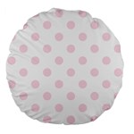 Polka Dots - Piggy Pink on White Large 18  Premium Flano Round Cushion