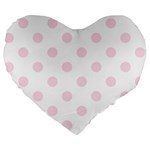 Polka Dots - Piggy Pink on White Large 19  Premium Heart Shape Cushion