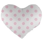 Polka Dots - Piggy Pink on White Large 19  Premium Flano Heart Shape Cushion