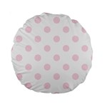 Polka Dots - Piggy Pink on White Standard 15  Premium Round Cushion