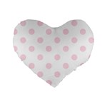 Polka Dots - Piggy Pink on White Standard 16  Premium Heart Shape Cushion