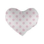 Polka Dots - Piggy Pink on White Standard 16  Premium Flano Heart Shape Cushion