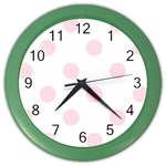 Polka Dots - Piggy Pink on White Color Wall Clock