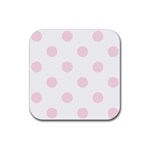 Polka Dots - Piggy Pink on White Rubber Coaster (Square)