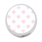 Polka Dots - Piggy Pink on White 4-Port USB Hub (One Side)
