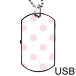 Polka Dots - Piggy Pink on White Dog Tag USB Flash (Two Sides)