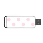 Polka Dots - Piggy Pink on White Portable USB Flash (Two Sides)