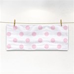 Polka Dots - Piggy Pink on White Hand Towel