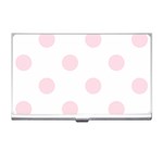 Polka Dots - Piggy Pink on White Business Card Holder