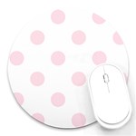 Polka Dots - Piggy Pink on White Round Mousepad