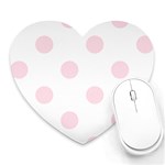 Polka Dots - Piggy Pink on White Heart Mousepad
