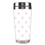 Polka Dots - Piggy Pink on White Stainless Steel Travel Tumbler
