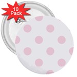 Polka Dots - Piggy Pink on White 3  Button (10 pack)