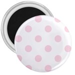 Polka Dots - Piggy Pink on White 3  Magnet